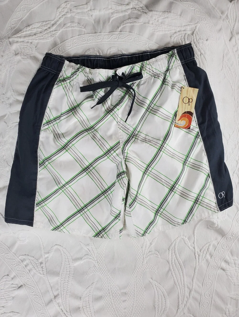 Op Plaid Splice Swim Shorts Size XL (40-42)